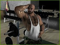 muscular hairy weightlifter tye