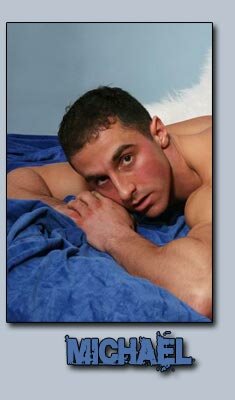 Hunk Michael looks sexy on blue velvet