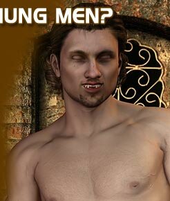Sexy muscular vampire stroking his long thick cock